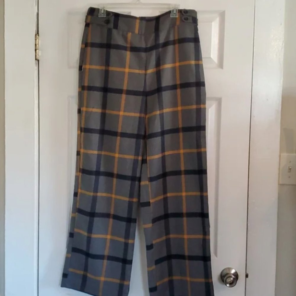 NWOT Modcloth wide-leg, grey plaid pants